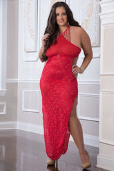 G-World 2pc Shoulder-Baring Laced Night Dress-French Quarter Lingerie